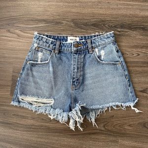 Rollas duster high rise slim denim shorts